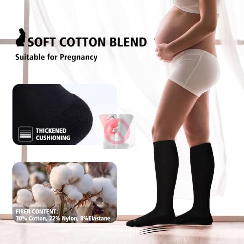 Image of LEVSOX Cotton Compression Socks for Women&Men 20-30mmHg Knee High Cute Support Sock for Nurses Pregnancy Travel