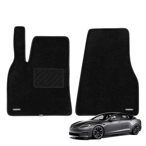 WENNEBIRD Superior Carpet Front Row Floor Mats for 2012-2020 Tesla Model S 0.6-Inch Ultra-Thick Noise-Reducing All-Weather Waterproof Anti-Slip 2-Pc Set