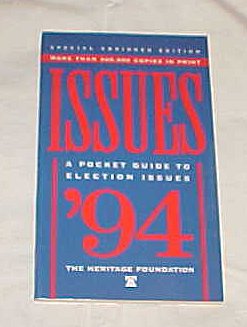 Paperback Issues A Pocket Guide to Election Issues '94 Book