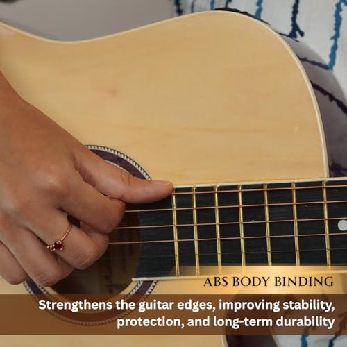 Image of Henrix 38CE 38 Inch Cutaway Basswood Electro-Acoustic Guitar With Dual Action Truss Rod, Gigbag, Picks, String Set, String Winder, Strap, Polishing Cloth & Ebook - Natural