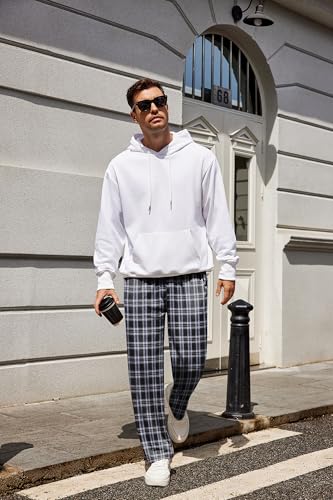 COOFANDY Men's Flannel Plaid Pants Drawstring Cotton Casual Lounge Pants with Pockets2