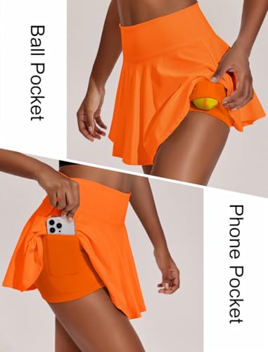 Image of PINSPARK Womens Tennis Skirt Pleated Athletic Skirts with Pockets Shorts High Waisted Golf Skort for Workout Pickleball