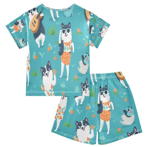 Guitar Dog Kids Pjs Set Boys Girls Summer Short-Sleeve Sleepwear Pajamas 2PCS2