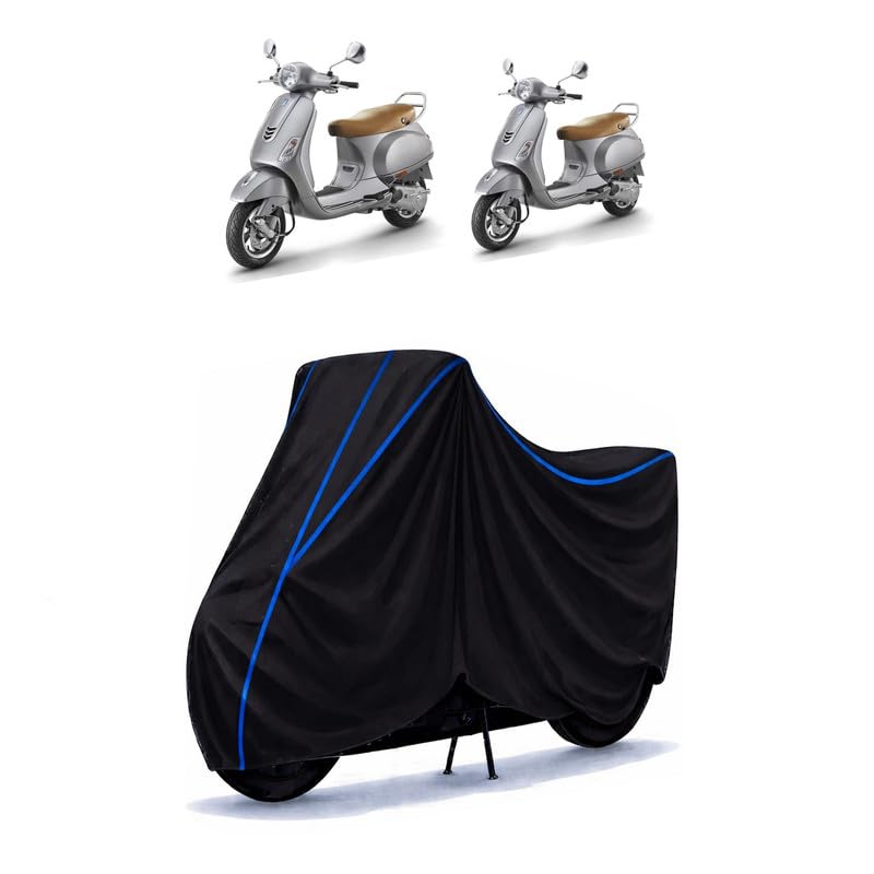 Image of Scooty Cover Water Resistant for VXL 125 | Universal Scooter & Bike Cover | Heavy Duty UV Protection | Dust, Rain & Scratch Protection | Elastic Fit All Weather Indoor Outdoor | Black with Blue Piping