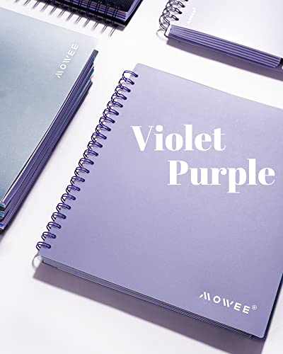 Image of 5 Subject Notebook - Spiral Notebook, College Ruled Notebook With Dividers Pocket, Tabs, 11 inch Ruler, 200 Pages, for Writing Journal, Home & Office, School Supplies, 8.5''x11'' Violet | 200 Pages, 11 inch Ruler, 8.5 inchx11 inch Violet, Pocket Dividers with Tab Labels, for Writing Journal, Home, Office & School Supplies