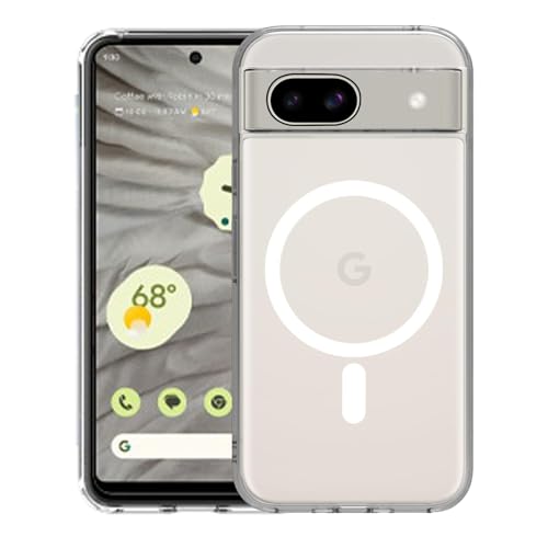 Image of Back Case Cover Compatible for Google Pixel 8A Case, Hard Case with Magnetic Wireless Charging Wireless Charging, PC + TPU Hybrid Technology, Raised Camera Protection (Clear)