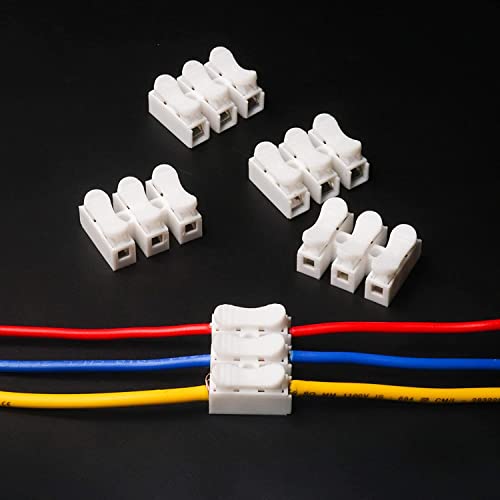 Image of Electronic Spices Spring Wire Connector 3 Way Quick Wiring Cable Connector Push-in Conductor Clamp Terminal Block for LED Light & Other Wiring Connections Electrical Cable Clamp (Pack of 5)