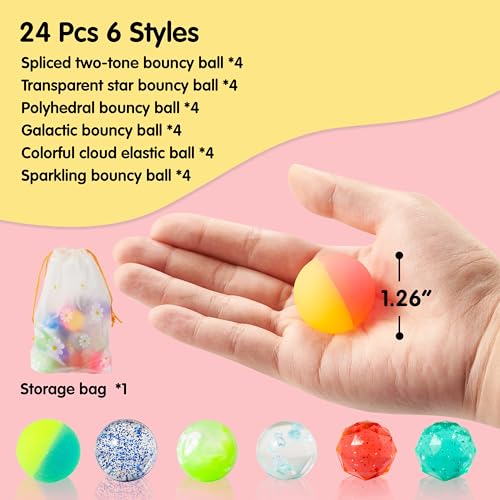 JOYIN 24 Stück 32 mm Flummies für Kinder, Flummi Mitgebsel Kindergeburtstag, Gummibälle Kleine Weihnachten Geschenke Adventskalender für Kinder, Strumpffüller