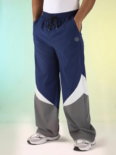 Image of CHKOKKO Men's Nylon Track Pants with Colorblock Design | Lightweight Breathable Sports Pant | Relaxed Fit Activewear for Workout, Training & Everyday Comfort