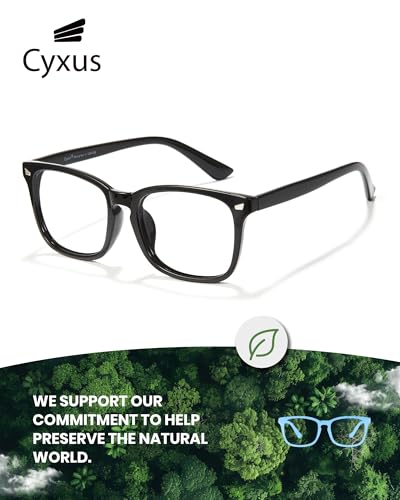 Image of Cyxus Blue Light Glasses Men Women Reduce Eye Strain UV400 Protection 8082 | Eye Protection,Classic Sqaure Frame,Ideal for Computer Screen Office Work Daily Wear