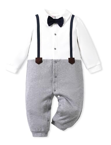 Image of PATPAT Little CoCo&Gentlemen Baby Boy's Romper Suits Cotton Jumpsuit Formal for Wedding Outfits Infant Clothes 0-18 Months