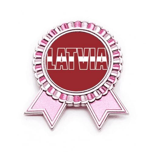 Broche drapeau Lettonie style Art déco un cadeau mémorable en métal rose