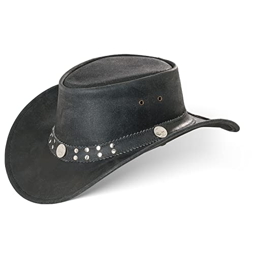 Black Forest Fox Buffalo Bill Herren Damen Western Cowboy Leder Hut Vintage Black Größe XL Cover