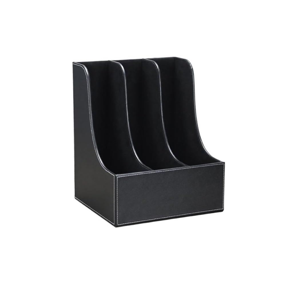 J9V4G6S3B5 Desktop File Rack Leatherette Desktop File Folder Organizer and Document Stand Journals Magazine Rack(Black)