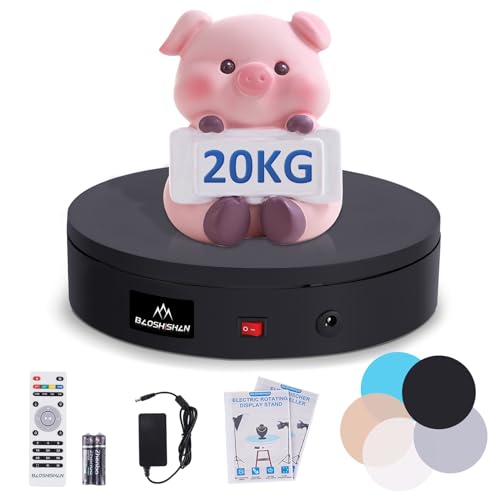 BAOSHISHAN Base Giratoria Eléctrica 20cm 20kg Soporte de Exhibición Plataforma 360° Negro con Mando a Distancia para Grabar Vídeo