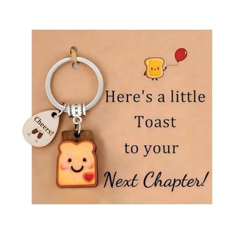 Cute toast Food Keychain, Gift for New Job, New Beginnings,