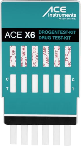 ACE X6 Drogentest - 10x Urintest für 6 verschiedene Drogen-Typen - erkennt Marihuana und Cannabis, Meth, Heroin, Kokain uvm.
