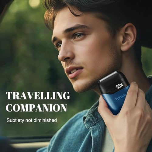 Tulzim Electric Foil Shaver for Men: Cordless Electric Razor for Face & Beard - 3 Floating Blades, 100-Min Runtime, USB-C Fast Charge, IPX7 Waterproof for Travel,Matte Blue
