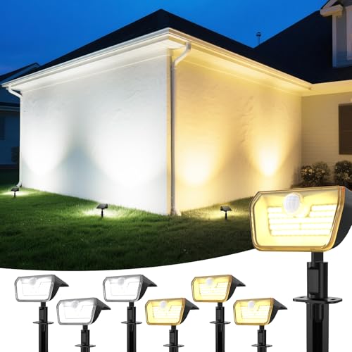 Linkind Solarlampen für Außen mit Bewegungsmelder Warmweiß & Kaltweiß, 60-LEDs Außenleuchte 800Lm mit Dauerlicht & Lade-anzeige, S-Klasse Akku...