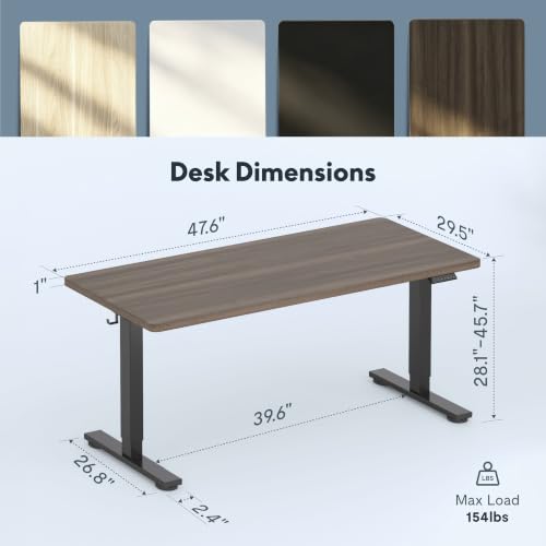 Image of FLEXISPOT 48 inchx30 inch Electric Standing Desk, Black Walnut