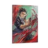 ckklik Anime-Poster, Actionfigur-Druck, roter Spritzer, Kunstwerk, einzigartige Wanddekoration, cooles Grafikdesign für Zuhause, Büro, Geschenk für Fans, moderne Ästhetik, kreatives Dekor, Geschenk