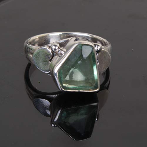 Bague améthyste verte argent 925 de créateur avec pierre fine taille 48 - 3