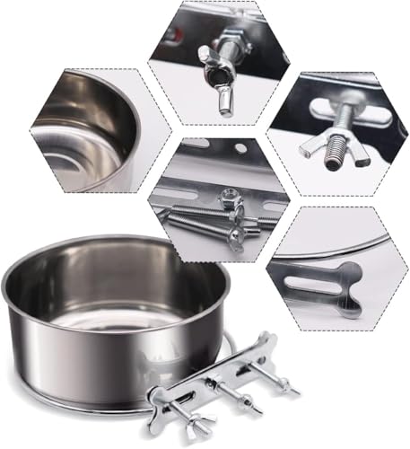 FANGZHE Hundenapf zum Aufhängen, stabil, langlebig, Edelstahl, mit DREI Bolzenhalter, Käfig-Futternapf zum Aufhängen, geeignet für kleine Hunde (Screw Hook)
