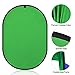 Green Screen Backdrop, 5 x 6.5 ft Collapsible Photography Backdrop, 2-in 1 Reversible Chromakey Green and Blue Background for Video Studio Portrait Shooting, Zoom Meeting, Streaming Live
