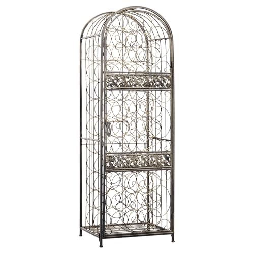 HOMCOM 45 Bottle Wrought Iron Wine Rack Jail with Lock - Antique Bronze
