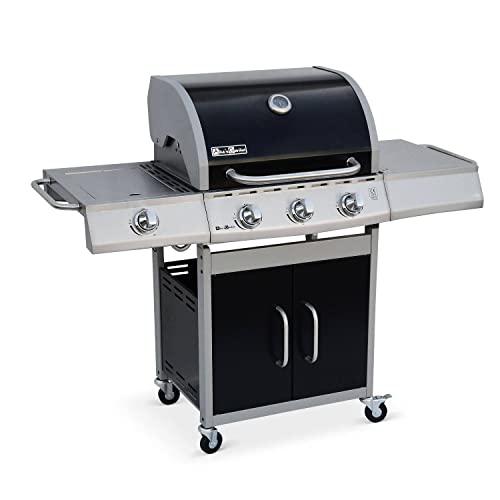 Barbacoa De Gas, Cocina De Exterior, Negro, 3 Quemadores + 1 Fogón - Negro En Oferta Alice'S Garden - Barbacoa De Gas, Cocina De Exterior, Negro, 3 Quemadores + 1 Fogón