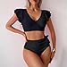 Black Womens Peplum Triangle Two Piece Slit Basic Color Block Swimwear Sets for Ladies Spandex Match Elegant Swimwear Sets 2026 Clothing Fashion Country Concert L