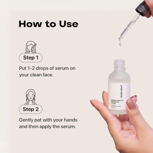 Image of Underated Salicylic Acid Face Serum 2% with 3% Betaine | Acne & Breakout Control Serum | Unclogs Pores, Reduces Blackheads & Excess Oil | Hydrating Formula | 90g (Pack of 3)