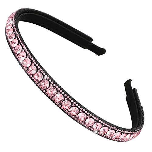 Wecoe Pink Rhinestone Headband Women Girls Non Slip Fashion Bling Sparkly Diamond Headband Hair Band Holiday Homecoming Prom Hair Accessories For Women Girls Birthday Valentine's Day Gifts
