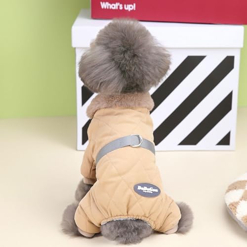 Izefia Hundemanteljacke Winddichter Kalter Wettermantel 4-Beine Warmer Hund Jumpsuit Winter Dicke Kleidung Schneesicherer Mantel Baumwolle Hundemantel für Kleine Hund Mittlere Hundekatze