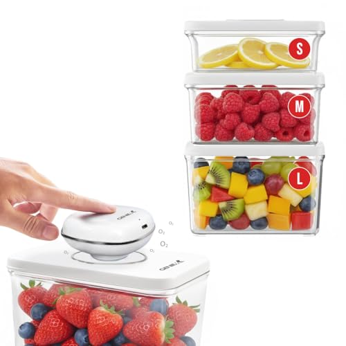 Image of Vacuum Containers with Sealer Set | Airtight Food Storage Container for Fruits and Salads