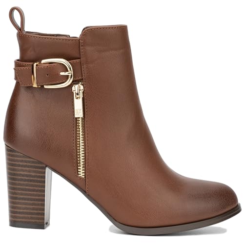 NY & C Womens Angie Bootie Booties, Round Boots, Fabric Lining, Block Heel Thermoplastic Rubber Outsole2