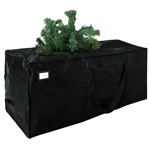 Cosy Family 7.5 ft Christmas Tree Storage Bag - Durable Heavy Duty Extra Large Artificial Xmas Holiday Tree Bag with Reinforced Handles and Dual Zippers Wide Opening - Black