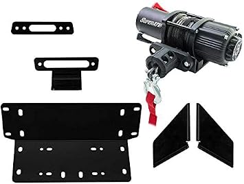 SuperATV Black Ops 3500 lb Winch with Winch Mounting Plate Compatible With Kawasaki Teryx/Teryx 4 2014+ | Teryx S / 4 S 2021 | Complete Winch Kit Ready for Install | 3/16" Steel Plating