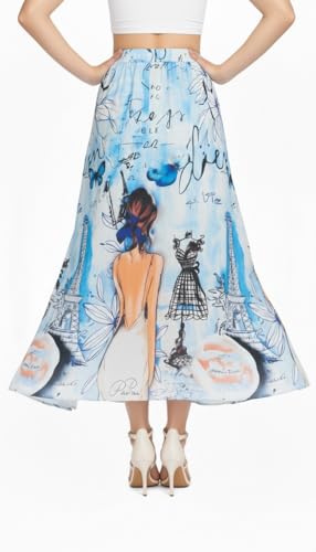 Image of VAGISHA Women's 4-Metre Flared Long Skirt | Skirts for Women Long Length | Long Skirts for Girls | Ethnic & Boho Printed Wear with Elastic Waist | Perfect for Party, Festive & Casual Look