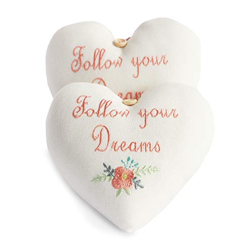 Aucuda Scented Fabric Pillow Sachet Bags Lot of 2 for Closets and Drawers Linen, Great Gift for Housewarming, Bridal Party,Hostess, Fresh Rose Scent,Follow Your Dreams Collection