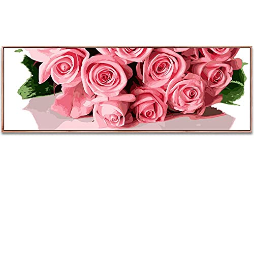 Broderie diamant grande rose rose kit de strass 40x80cm pour décorer votre salon ou chambre à coucher
