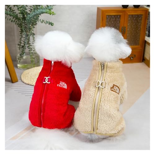 Pengchang Winter-Hunde-Overall-Mantel mit Reißverschluss, warme Haustierjacke, Overalls for kleine Hunde, Katzen, Kleidung, Onesies(Brown,M)