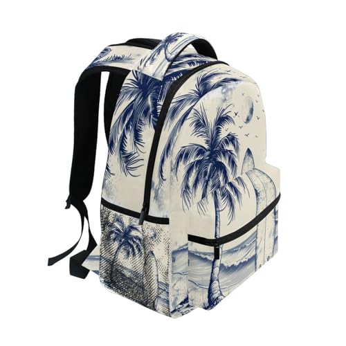Surfboard and Beach Backpacks for Boys Girls, Large Elementary School Bookbag with Name Tag -12x16.9x5.9in2