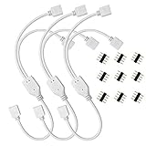 LED Strip Connector Splitter Cable JACKYLED 1 to 2 Y Splitter 4 Pin for 5050 3528 RGB LED Light Strip with 9 Male 4 Pin Plugs 3-Pack