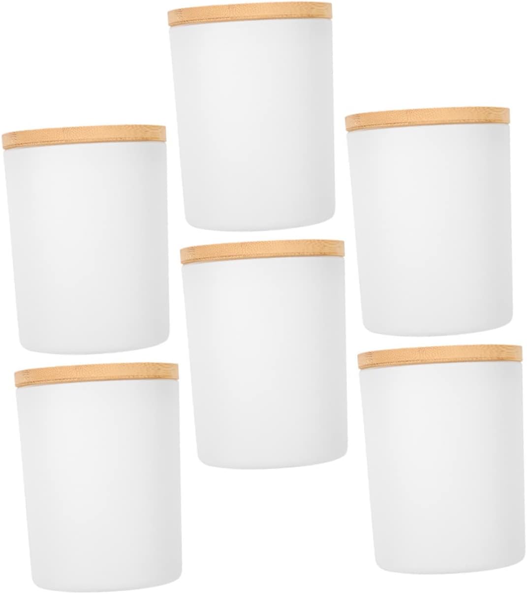 Operitacx 6sets Glass Candle Jars with Lids Empty Candle Containers Frosted with Covers for Home Decor and Giving