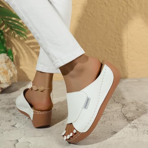 UOQAPRE Wedge Platform Sandals for Women Open Toe Slip On Sandals Womens Lightweight Sandals Shoes Summer Beach Sandals 5