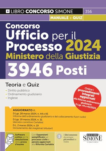 Concorso Ufficio per il Processo 2024 - 3946 Posti - Ministero della Giustizia - Teoria e quiz