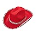 Juaugusep Western Cowboy Costume Set Bandana Wide Brim Western Style Sequins Cowgirl Hats & Tassel Scarf 2PCS Set for Party (Red Sequin, 2Pcs)