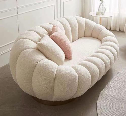 Image of Pumpkin Style Wooden Sofa, Contemporary Modern & Cozy Accent Chair for Living Room (Beige, Two Seater)