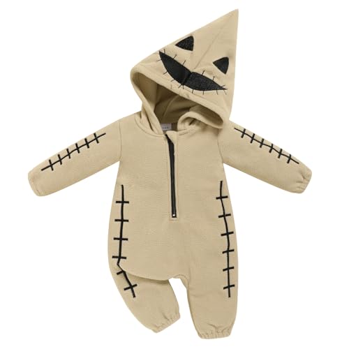 ZOELNIC Baby Boy Romper Newborn Onesie Cute Baby Girl One-Piece Jumpsuits Outfits Clothes(thicken-brown 6-9M)